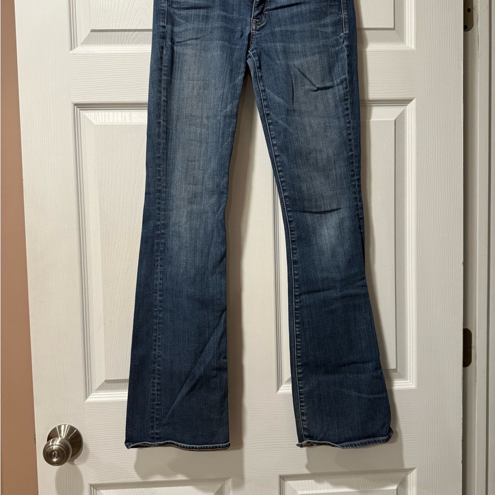 Classic Blue Flare Wide Leg Jeans with Stretch